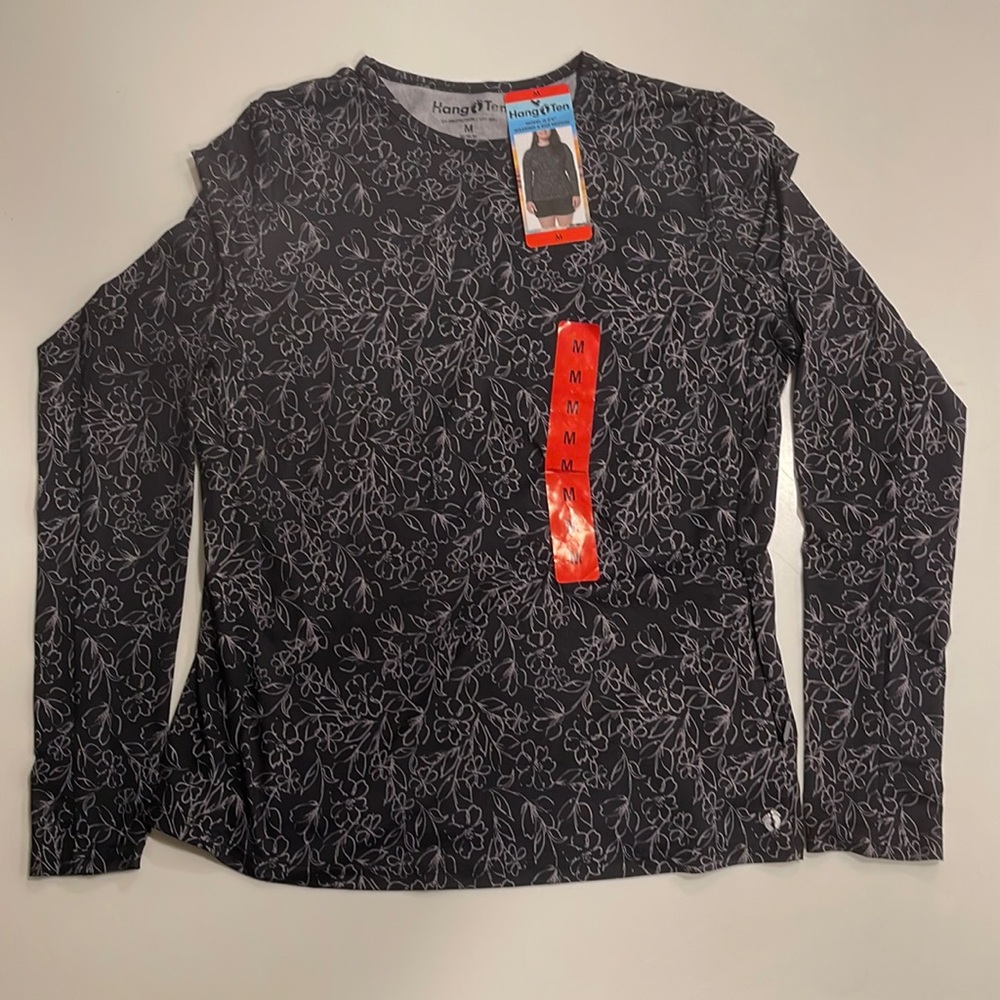Hang Ten Womens Black long Sleeve Water Shirt Size Medium